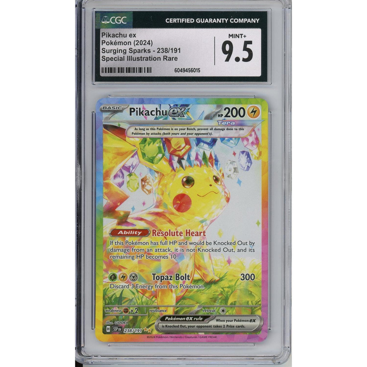 Pokémon Pokemon Graded: Pikachu EX 238/191 Surging Sparks (2024) SIR CGC 9.5