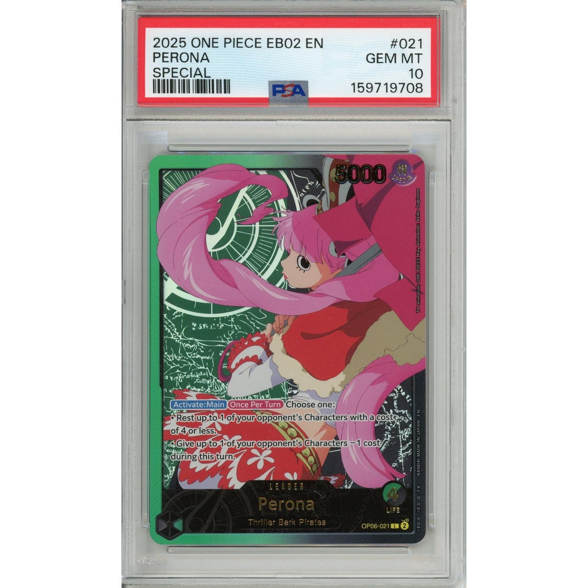 One Piece TCG One Piece Graded: Perona Eb02 Special Leader (2025) PSA 10