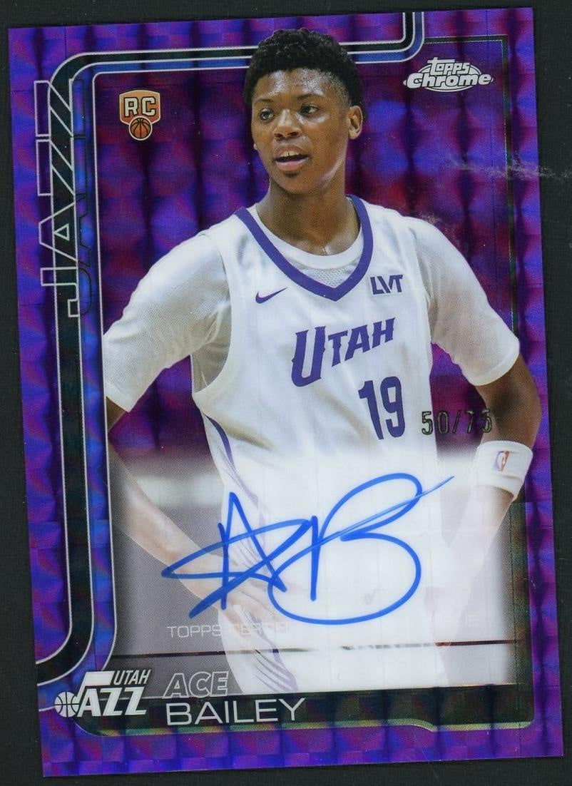 UFC MMA Topps 2025-26 Topps Chrome Purple Refractor Ace Bailey #Tcar-Ab Rc Auto /75 02244cmp21297