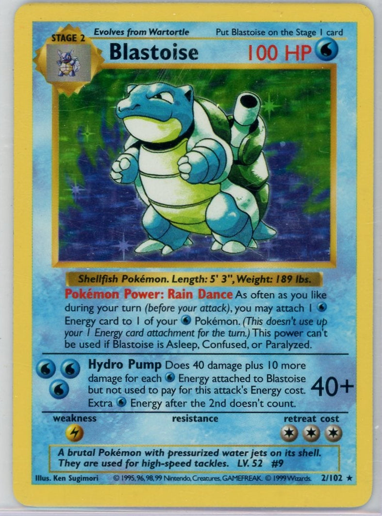 Pokémon Blastoise PokéMon Base Set Shadowless Holo #2/102
