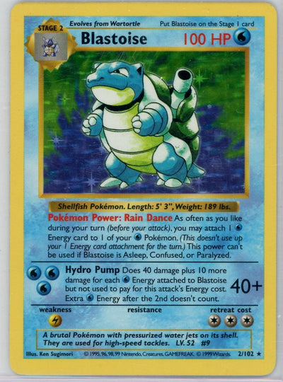 Pokémon Blastoise PokéMon Base Set Shadowless Holo #2/102