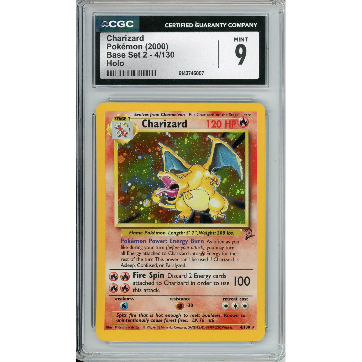 Pokémon Pokemon Graded: Charizard 4/130 Base Set 2 (2000) Holo CGC 9