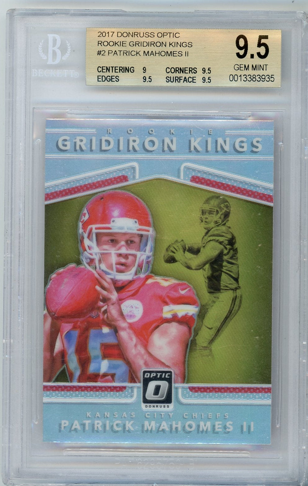 Sports Patrick Mahomes 2017 Donruss Optic Rookie Gridiron Kings Silver Prizm Rc BGS 9.5