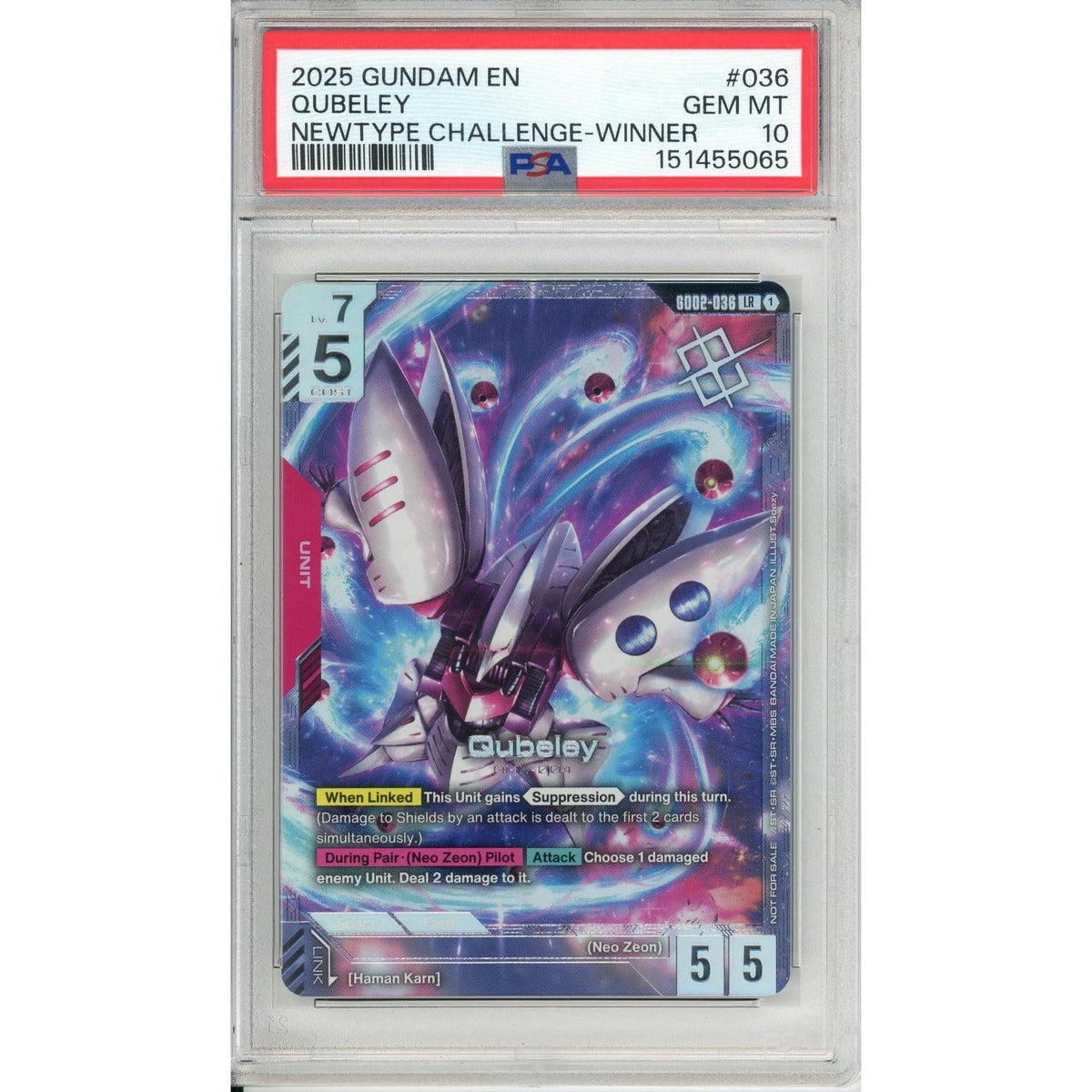Sports Gundam Graded: Quebeley #36 Newtype Challenge Winner (2025) PSA 10