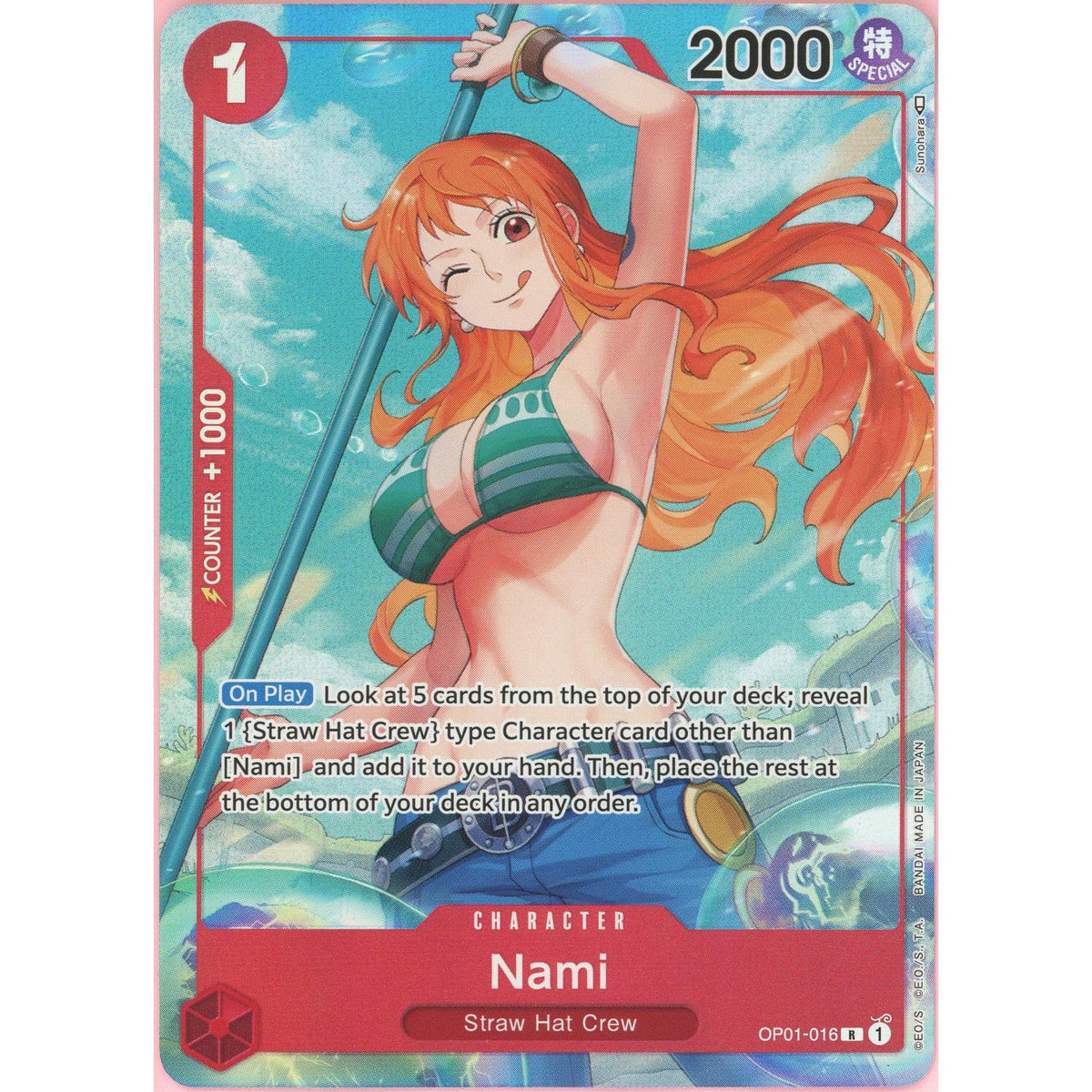 One Piece TCG One Piece Single: Nami Op01-016 Pre-Errata Romance Dawn NM