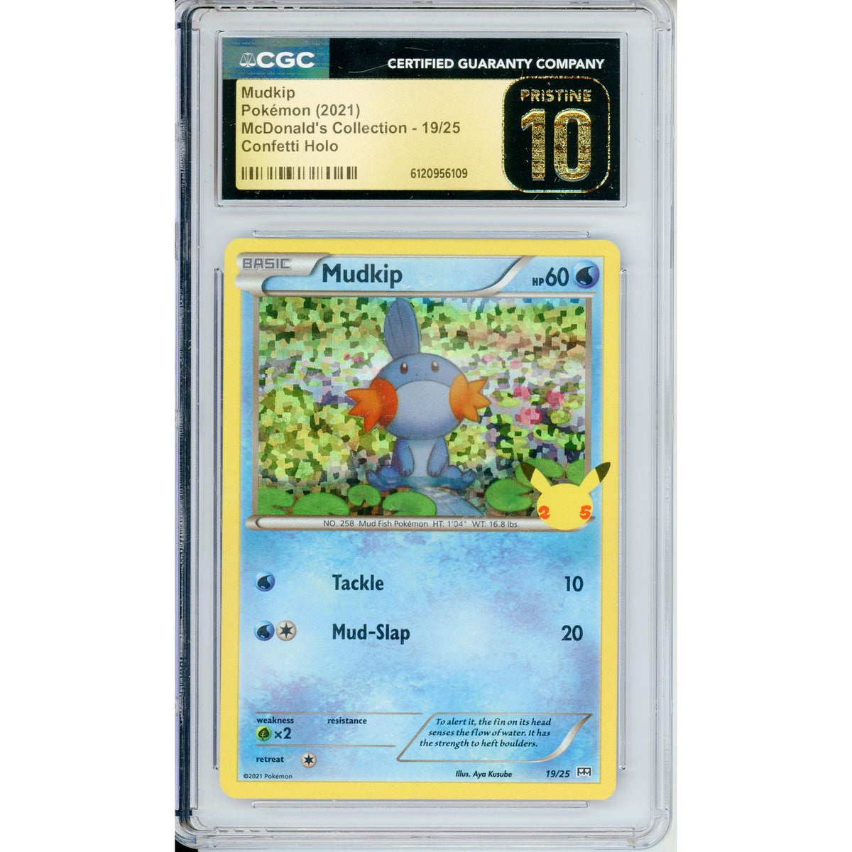 Pokémon Pokemon Graded: Mudkip 19/25 Mcdonald'S Collection (2021) Confetti Holo CGC Pristine 10