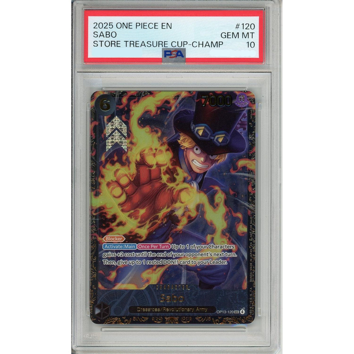 One Piece TCG One Piece Graded: Sabo Op13-120 Store Treasure Cup Champ. 2025 PSA 10
