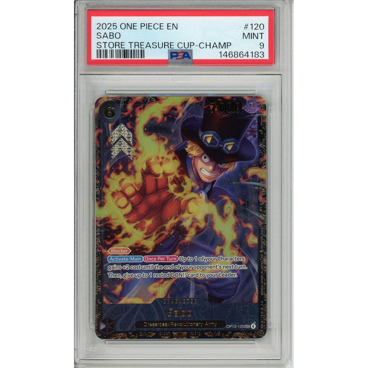 One Piece TCG One Piece Graded: Sabo Op13-120 Store Treasure Cup Champ. 2025 PSA 9