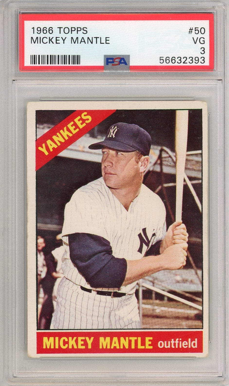 Baseball Topps Mickey Mantle 1966 Topps #50 PSA 3