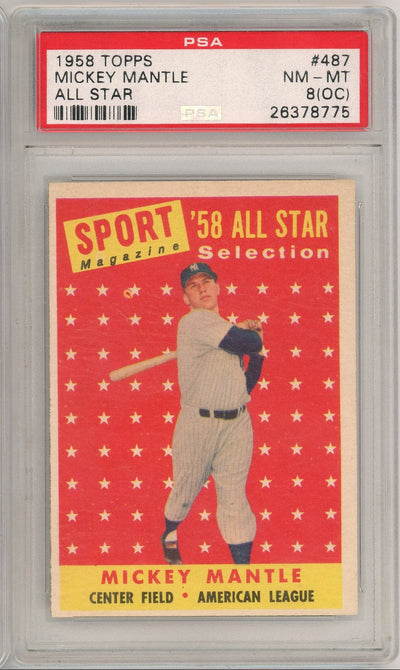Baseball Topps Mickey Mantle 1958 Topps All Star #487 PSA 8 (Oc)
