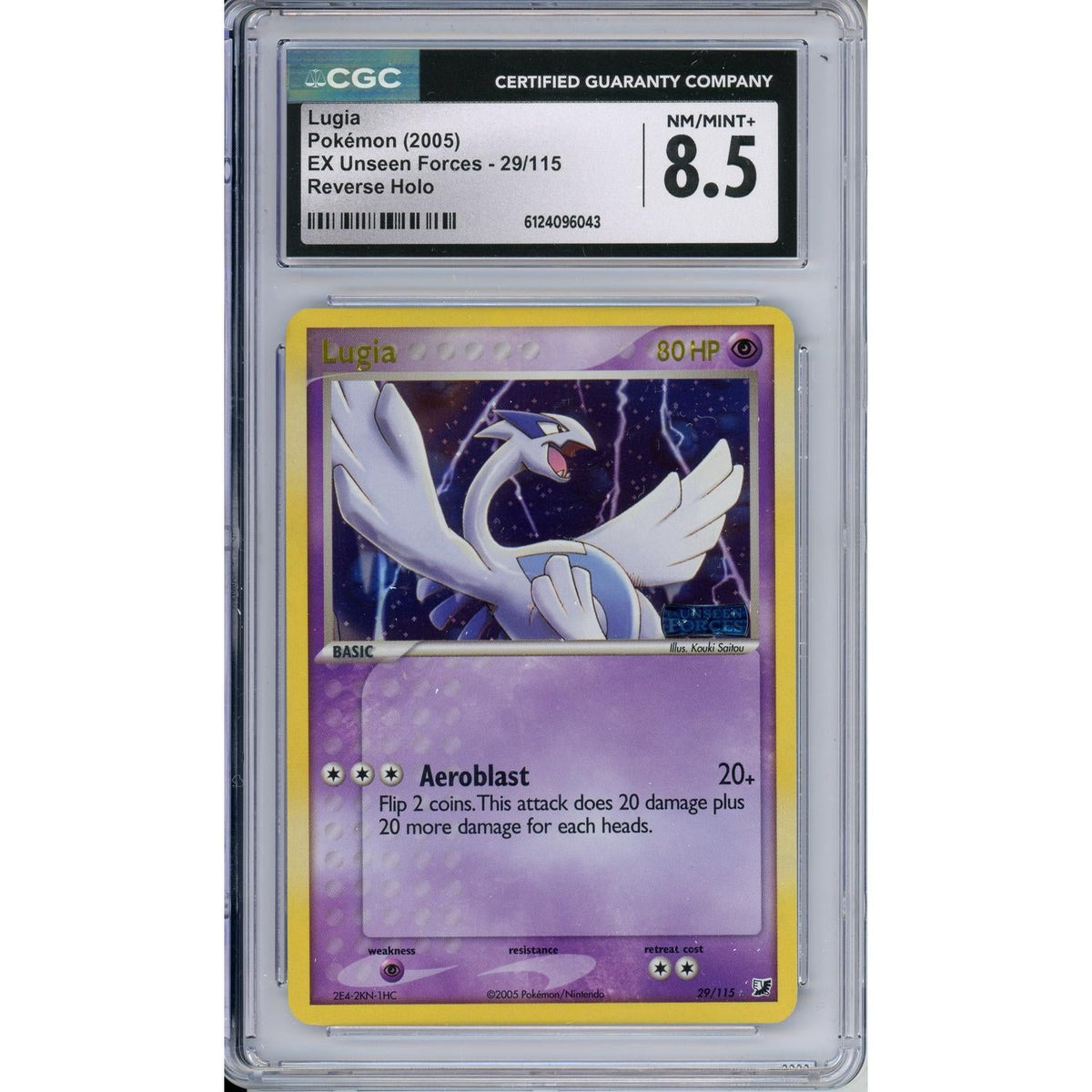 Pokémon Pokemon Graded: Lugia 29/115 EX Unseen Forces (2005) Reverse Holo CGC 8.5