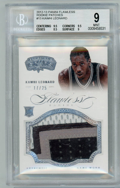 Basketball Panini Kawhi Leonard 2012-13 Panini Flawless Rookie Patch #'D 17/25 BGS 9
