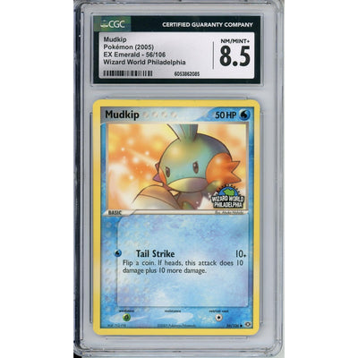 Pokémon Pokemon Graded: Mudkip 56/106 EX Emerald Wizard World Philadelphia (2005) CGC 8.5