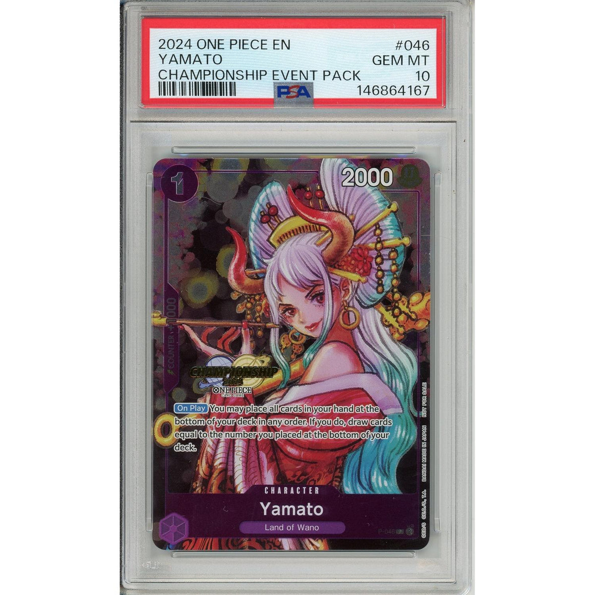 One Piece TCG One Piece Graded: Yamato P-046 Championship Event Pack (2024) PSA 10