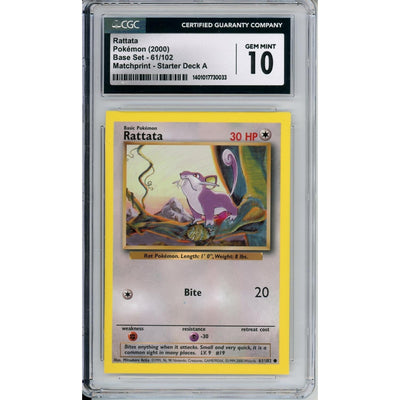 Pokémon Pokemon Graded: Rattata 61/102 Base Set Matchprint- Starter Deck A (2000) CGC 10