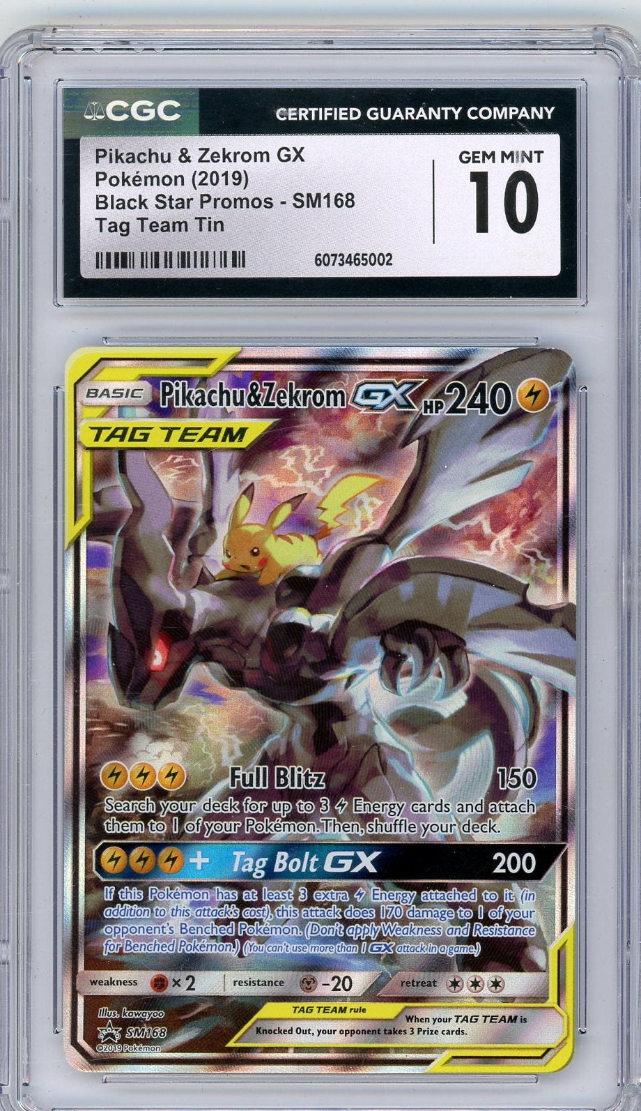 Pokémon Pikachu & Zekrom GX 2019 Pokemon Black Star Promo #Sm168 CGC 10
