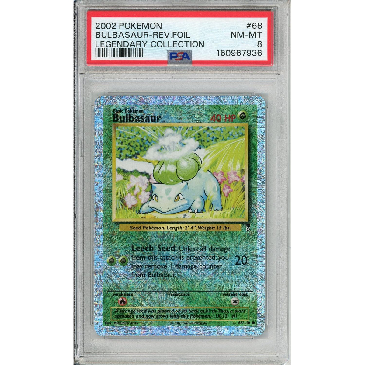 Pokémon Pokemon Graded: Bulbasaur 68/110 Legendary Collection (2002) Rev. Foil PSA 8