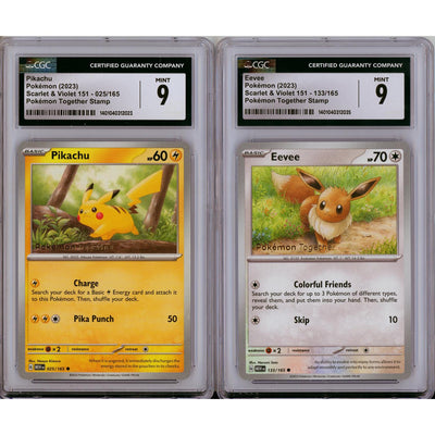 Pokémon Pokemon Graded: Pikachu #25 & Eevee #131 Pokemon Together Stamp Set Of 2 CGC 9