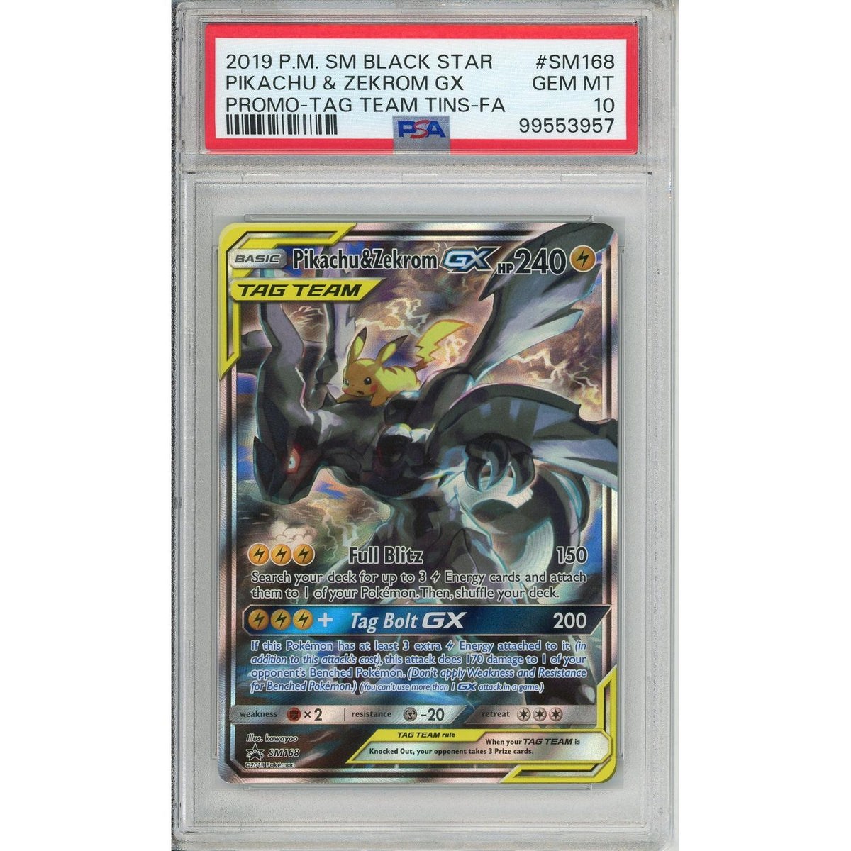 Pokémon Pokemon Graded: Pikachu & Zekrom GX #Sm168 Tag Team Promo Full Art (2019) PSA 10