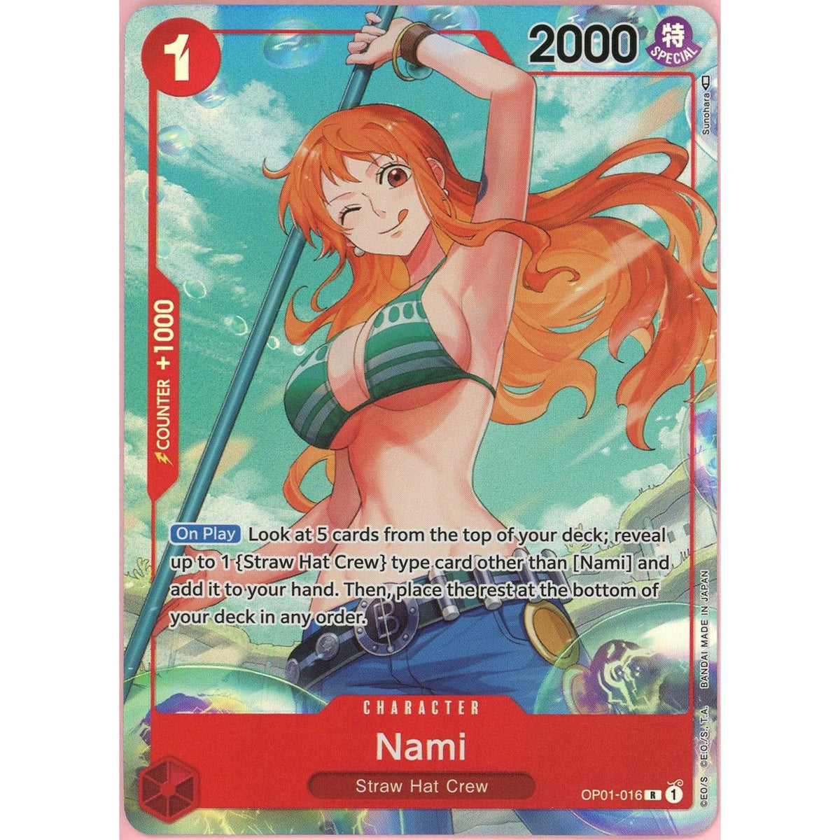 Pokémon One Piece Single: Nami Op01-016 Alt Art Romance Dawn NM