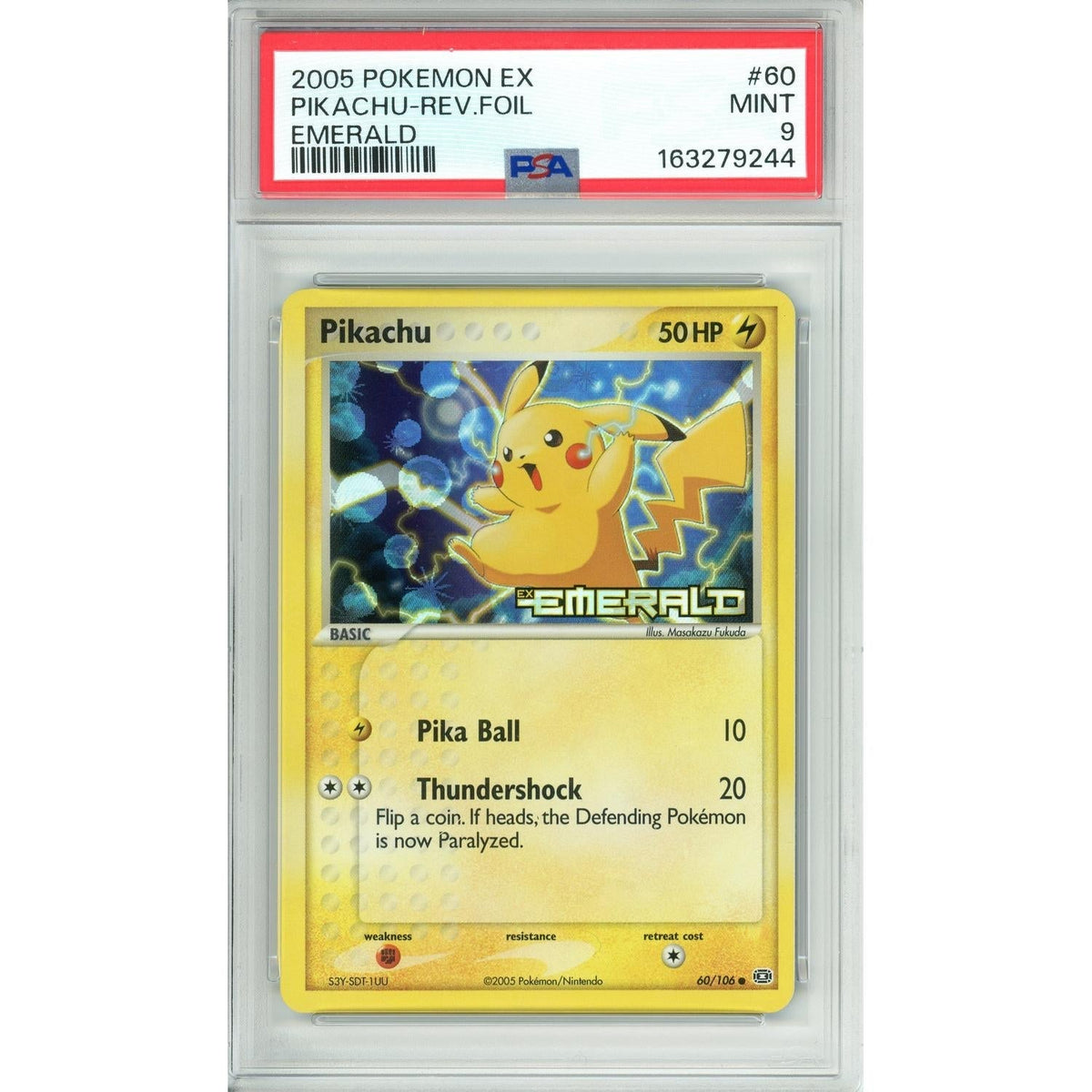 Pokémon Pokemon Graded: Pikachu 60/106 Emerald (2005) Holo PSA 9