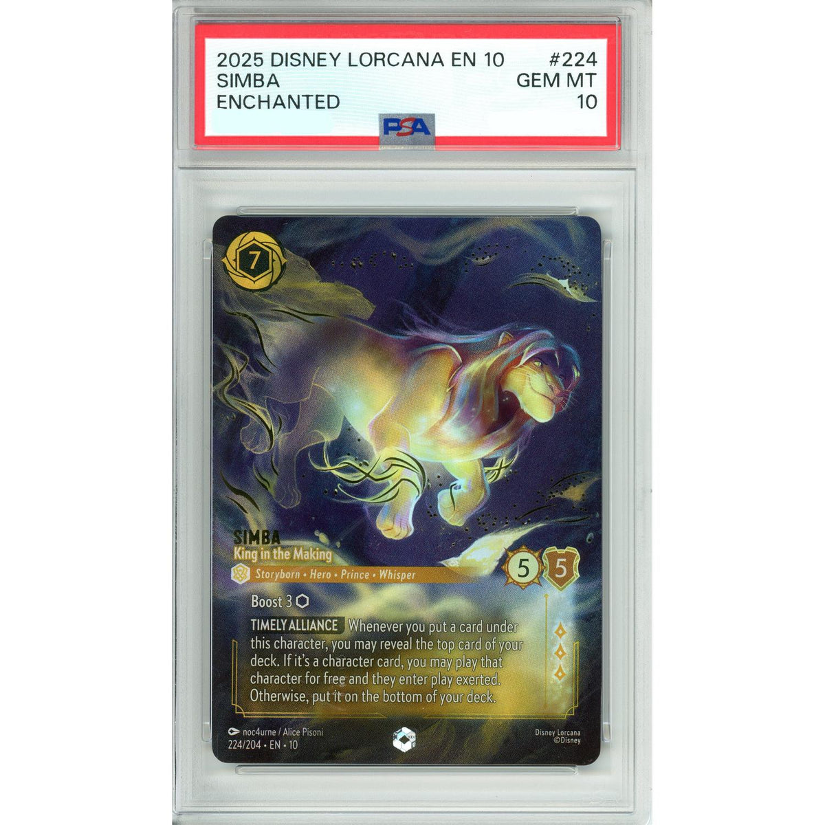 Disney Lorcana Lorcana Graded: Simba King In The Making 224/204 Enchanted (2025) PSA 10