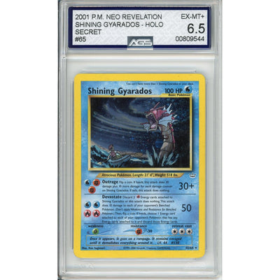 Pokémon Pokemon Graded: Shining Gyarados 65/64 Neo Revelation (2001) Secret Rare Holo Ags 6.5
