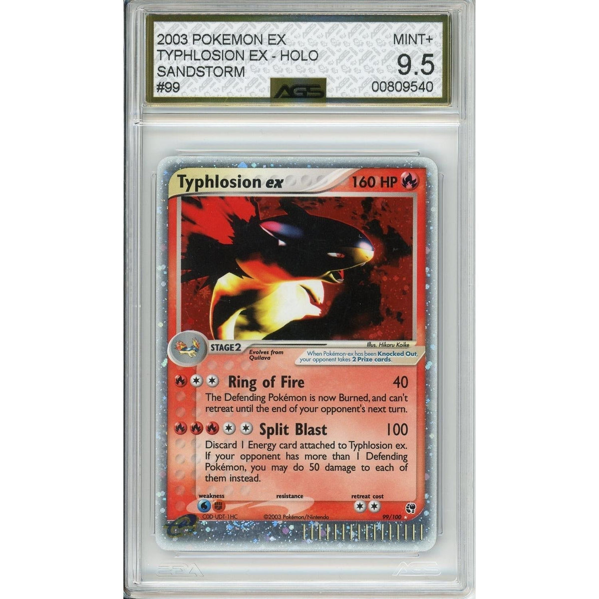 Pokémon Pokemon Graded: Typhlosion EX 99/100 Sandstorm (2003) Holo Ags 9.5