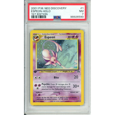 Pokémon Pokemon Graded: Espeon 1st Edition 1/75 Neo Discovery (2001) Holo PSA 7