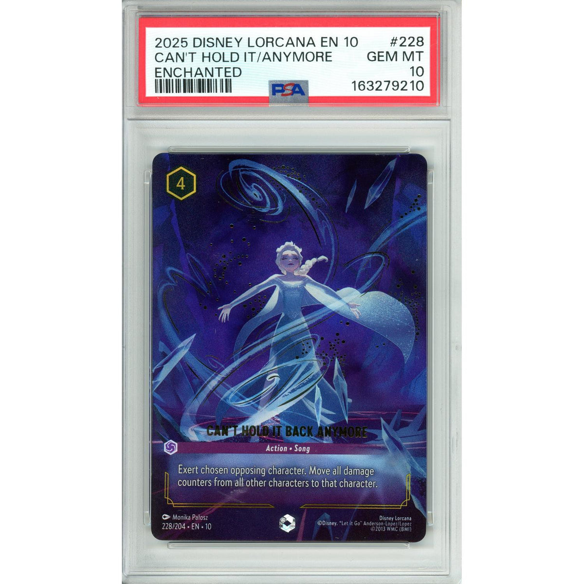 Disney Lorcana Lorcana Graded: Can'T Hold It Back Anymore 228/204 Enchanted (2025) PSA 10