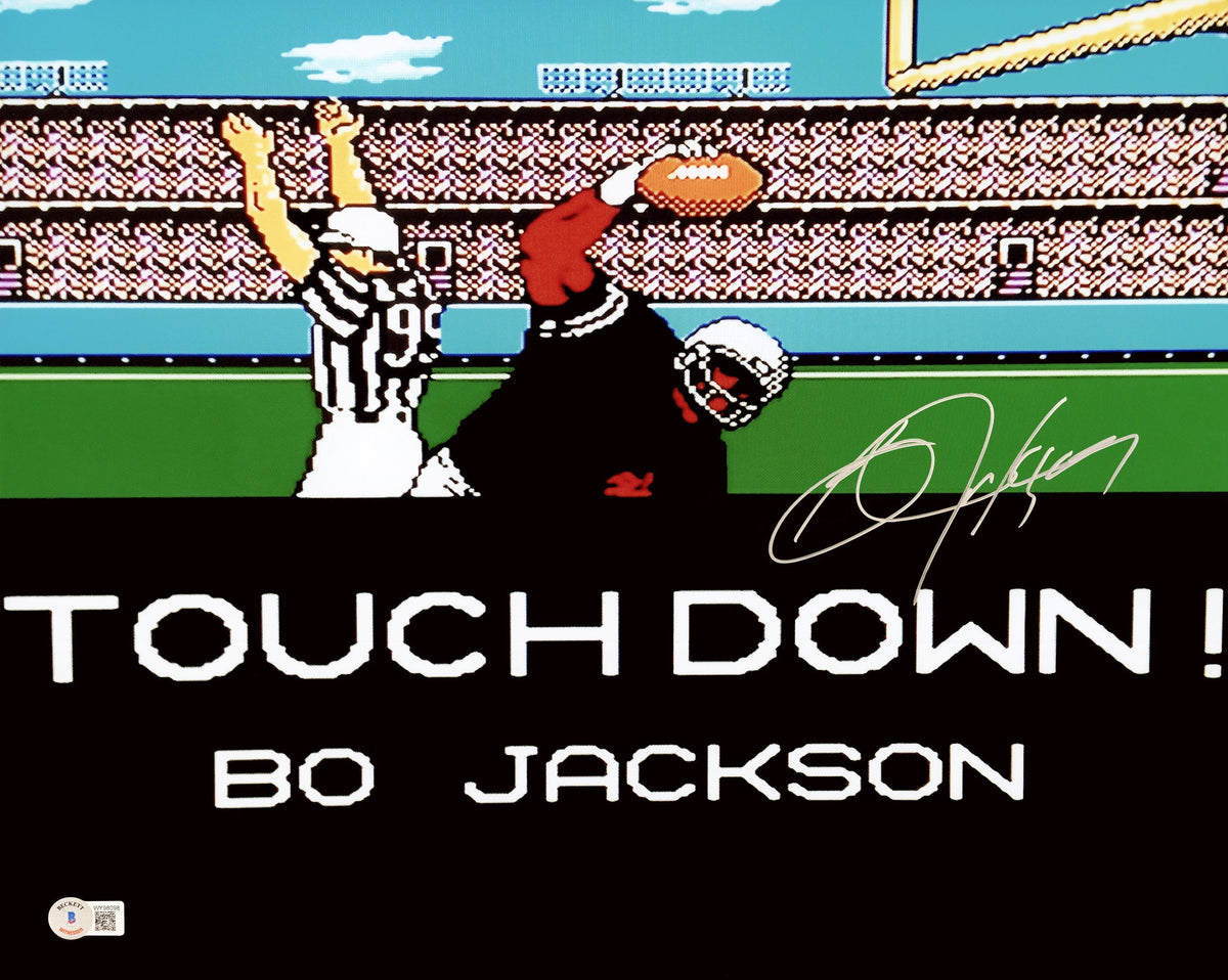 Bo Jackson Autographed 16X20 Photo Oakland Raiders Nintendo Entertainment System Nes Tecmo Super Bowl Beckett Bas Witness Stock #212457