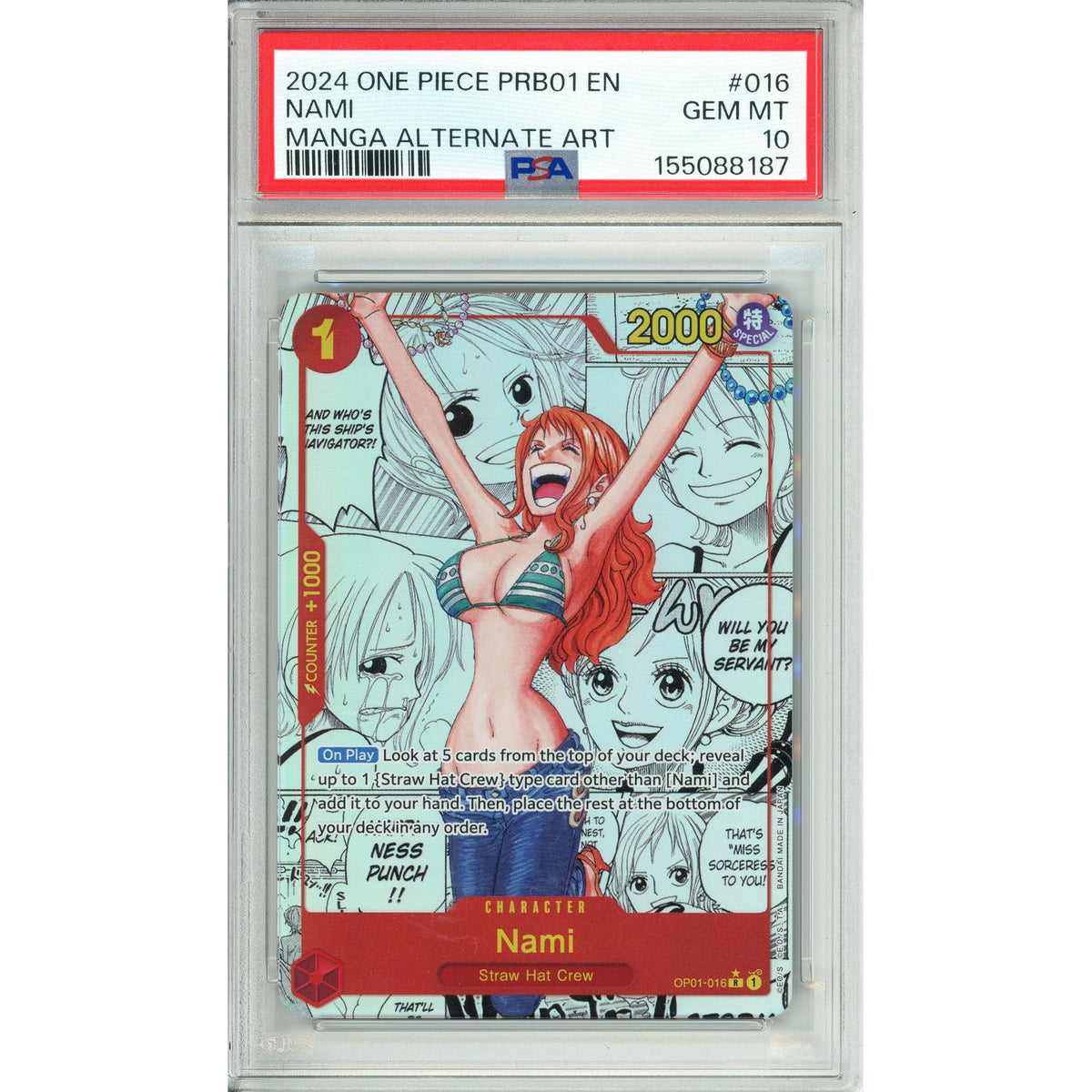 One Piece TCG One Piece Graded: Nami Manga Alt Art Op01-016 Premium Booster The Best PSA 10