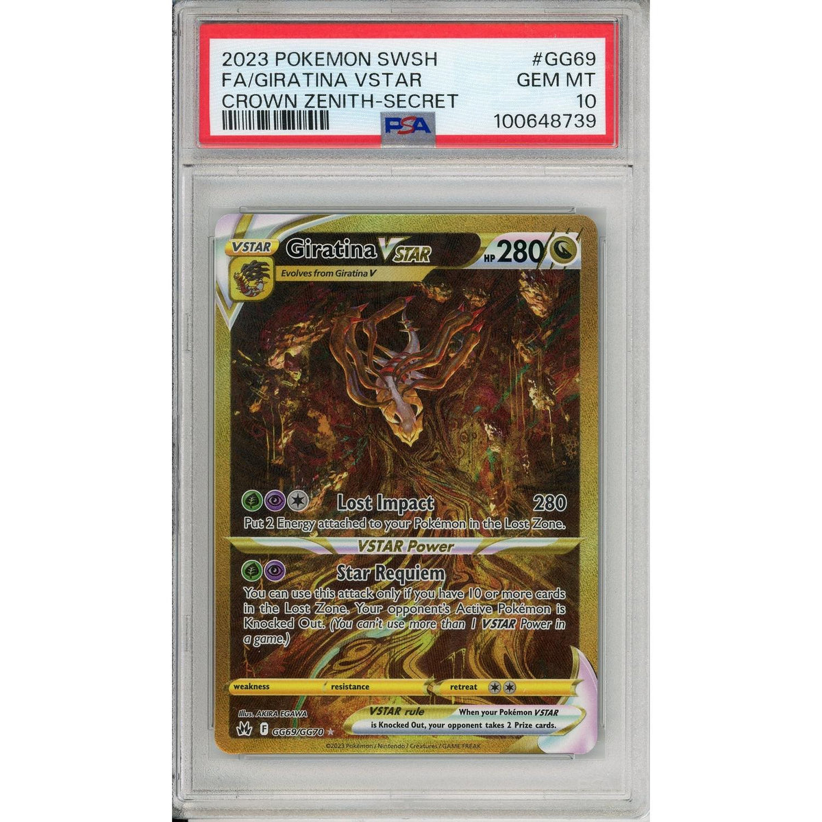 Pokémon Pokemon Graded: Giratina VSTAR Gg69/Gg70 Crown Zenith (2023) Secret Gold Rare PSA 10
