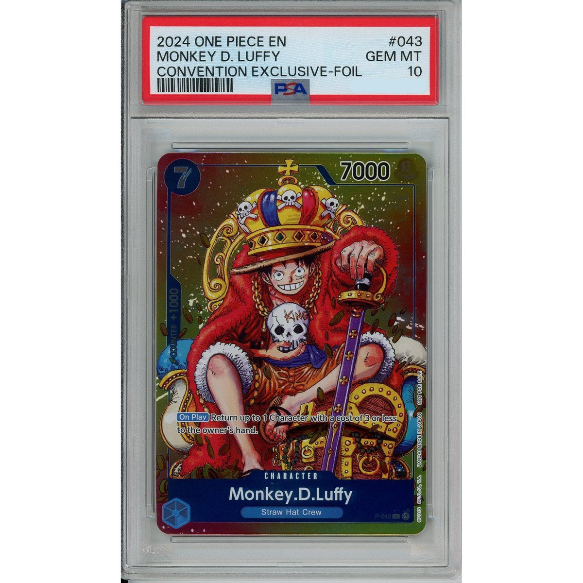 One Piece TCG One Piece Graded: Monkey D. Luffy P-043 Convention Promo 2024 Foil PSA 10