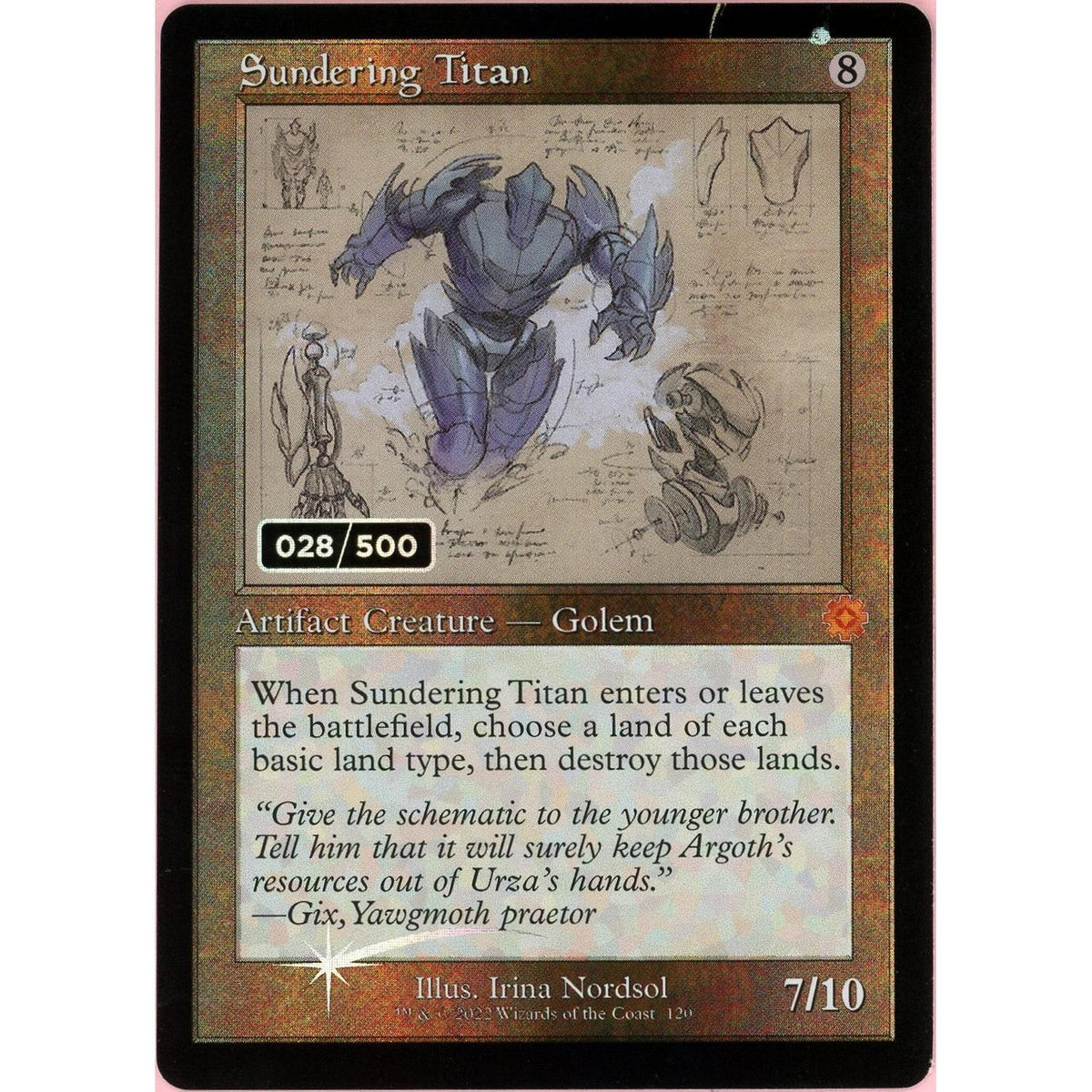 Magic The Gathering MTG Single: Sundering Titan Serialized 028/500 Brother'S War Retro Artifacts MP