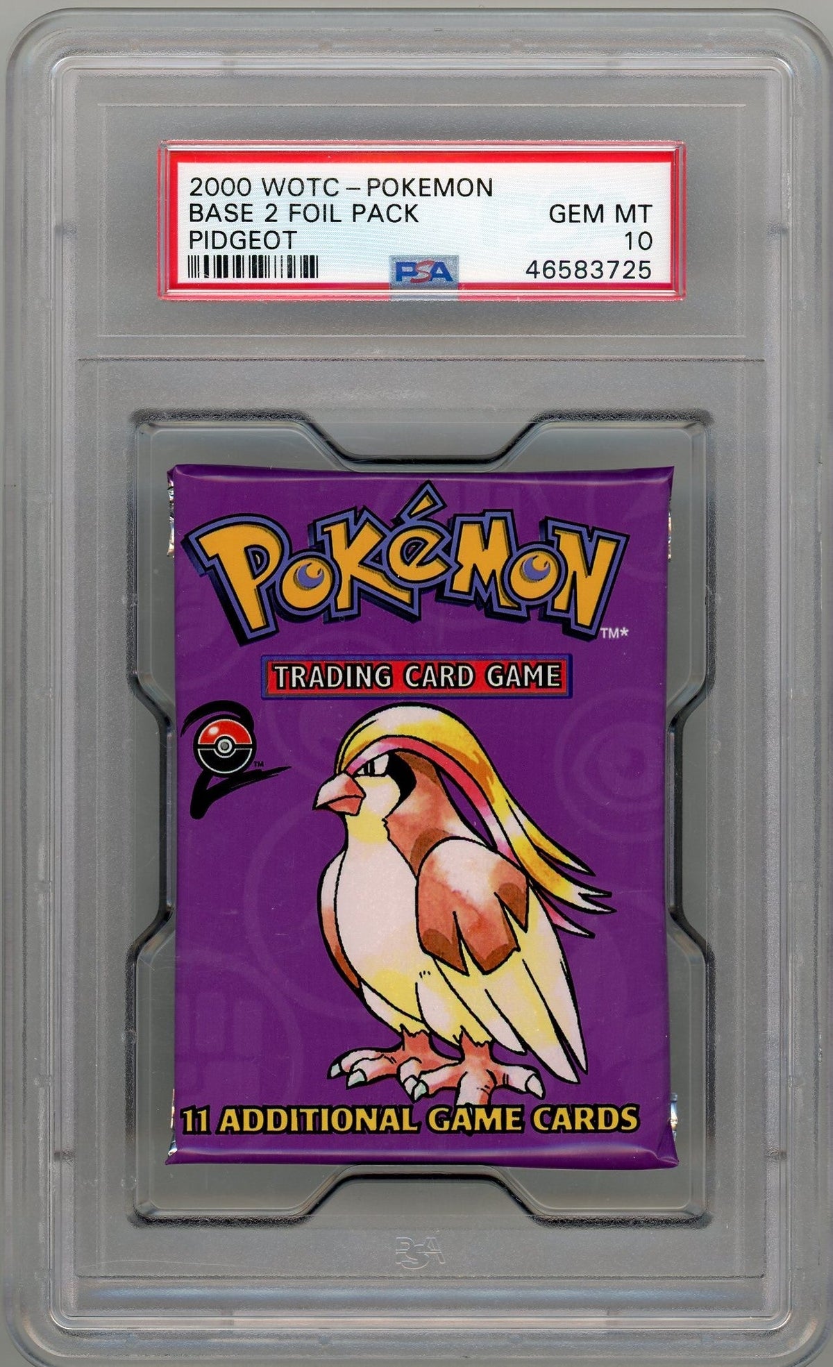 Pokémon PokéMon 2000 Wotc Base Set 2 Foil Pack Pidgeot PSA 10