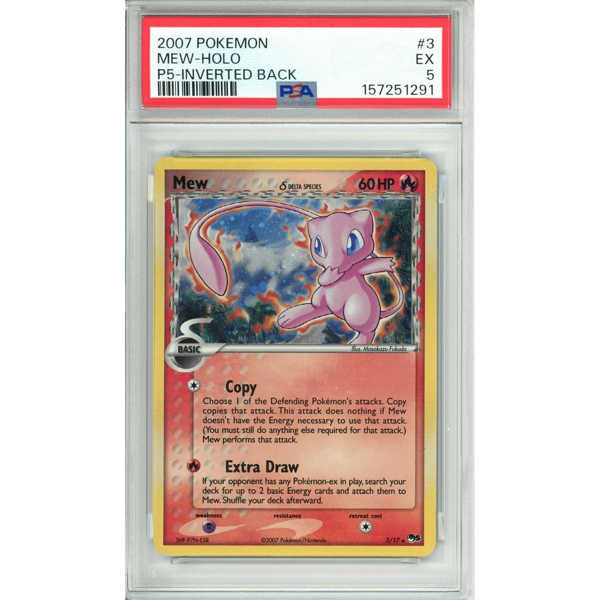 Pokémon Pokemon Graded: Mew 3/17 Pop Series 5 (2007) Inverted Back PSA 5