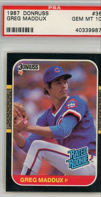 Baseball Greg Maddux 1987 Donruss Rated Rookie PSA 10