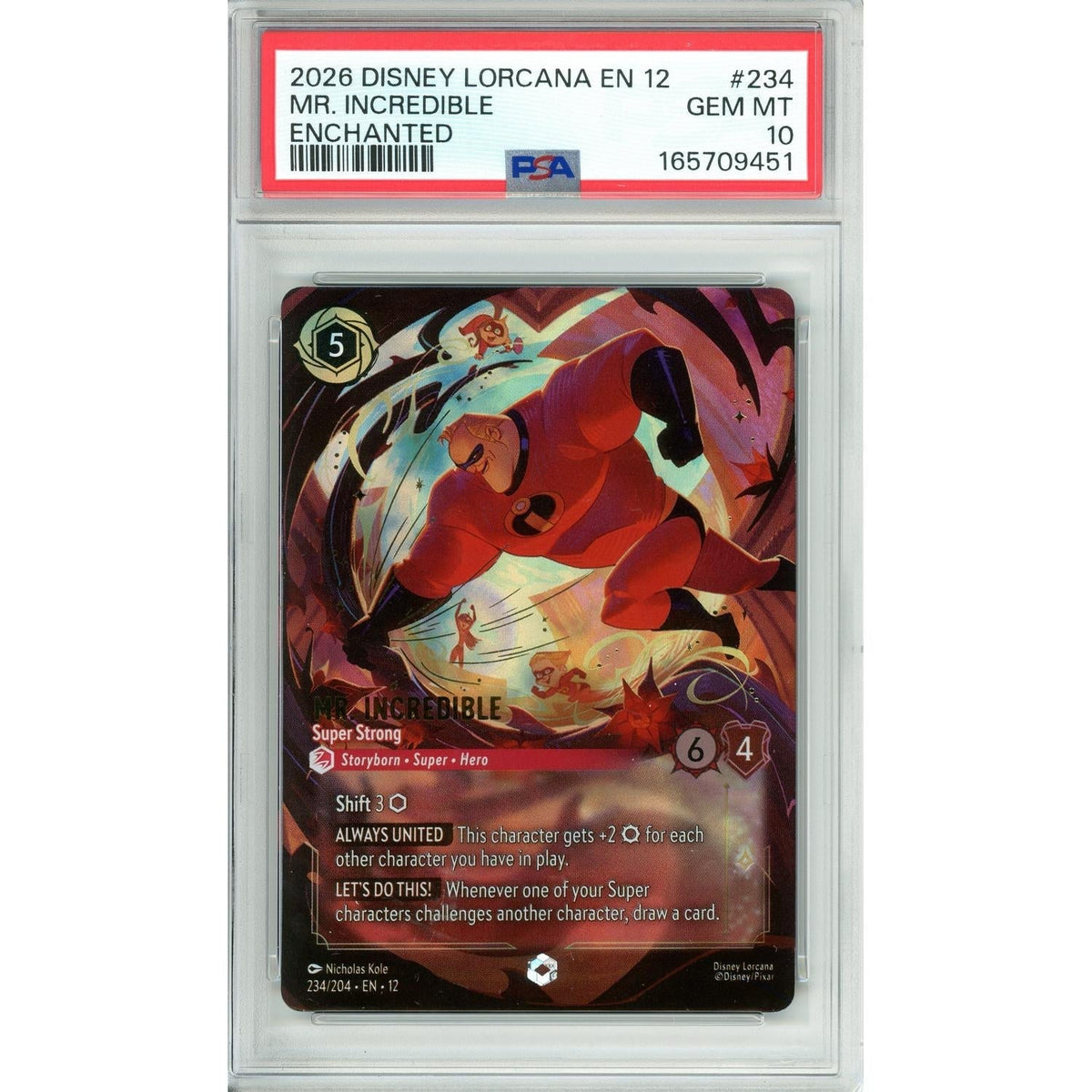 Disney Lorcana Lorcana Graded: Mr. Incredible Super Strong 234/204 Enchanted (2026) PSA 10