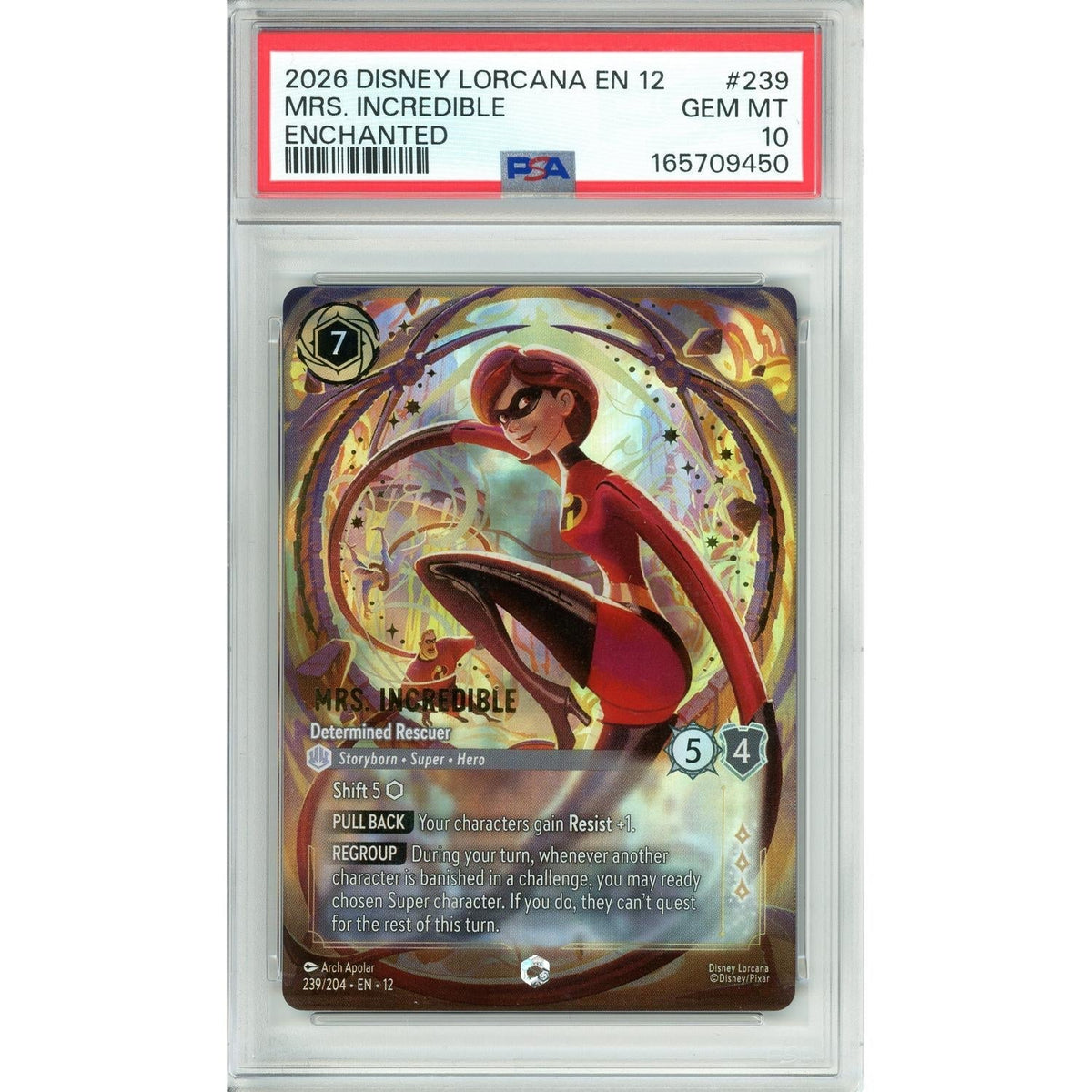 Disney Lorcana Lorcana Single: Mrs. Incredible Determined Rescuer 239/204 Enchanted (2026) PSA 10