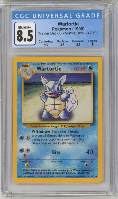 Pokémon Wartortle 1999 Pokemon Trainer Deck B - Misty'S Deck #42/102 CGC 8.5