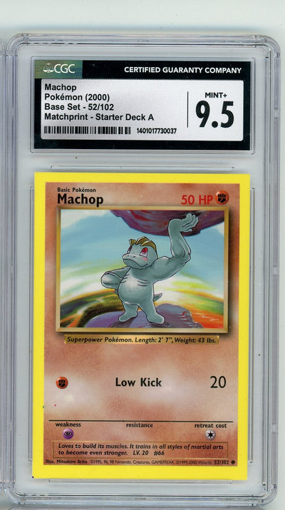 Pokémon Machop 2000 Pokemon Base Set Matchprint - Starter Deck A #52/102 CGC 9.5