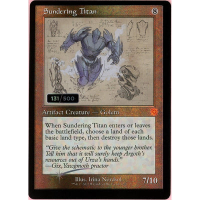Magic The Gathering MTG Single: Sundering Titan Serialized 131/500 Brother'S War Retro Artifacts NM