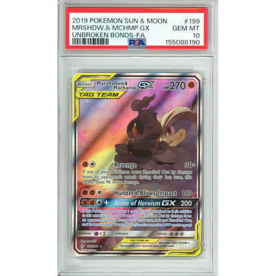 Pokémon Pokemon Graded: Marshadow & Machamp GX 199/214 Sun & Moon (2019) Full Art PSA 10