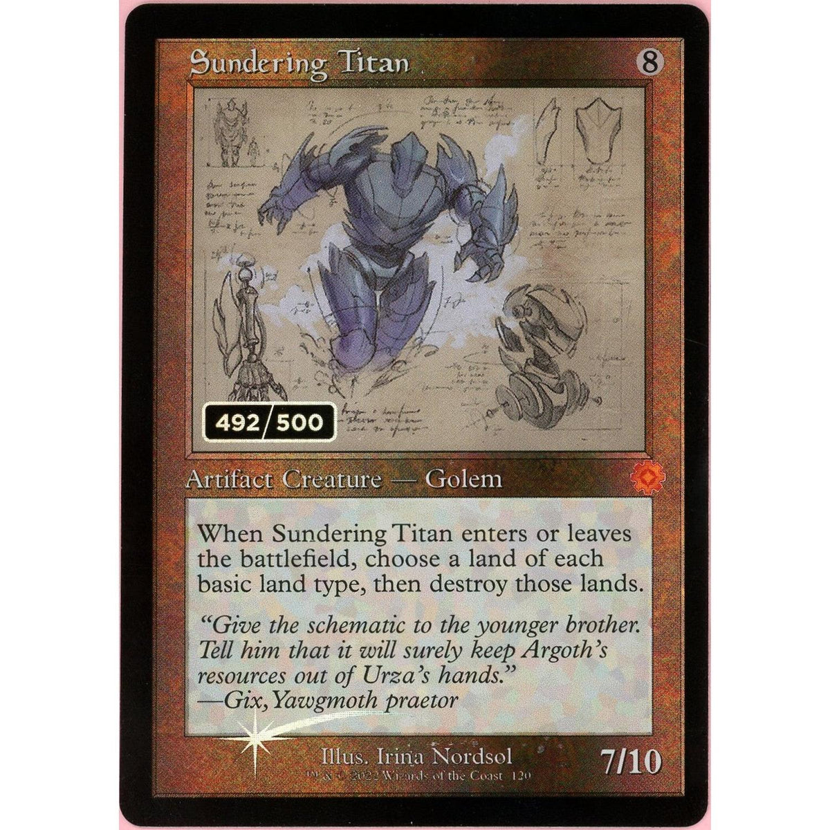 Magic The Gathering MTG Single: Sundering Titan Serialized 492/500 Brother'S War Retro Artifacts NM