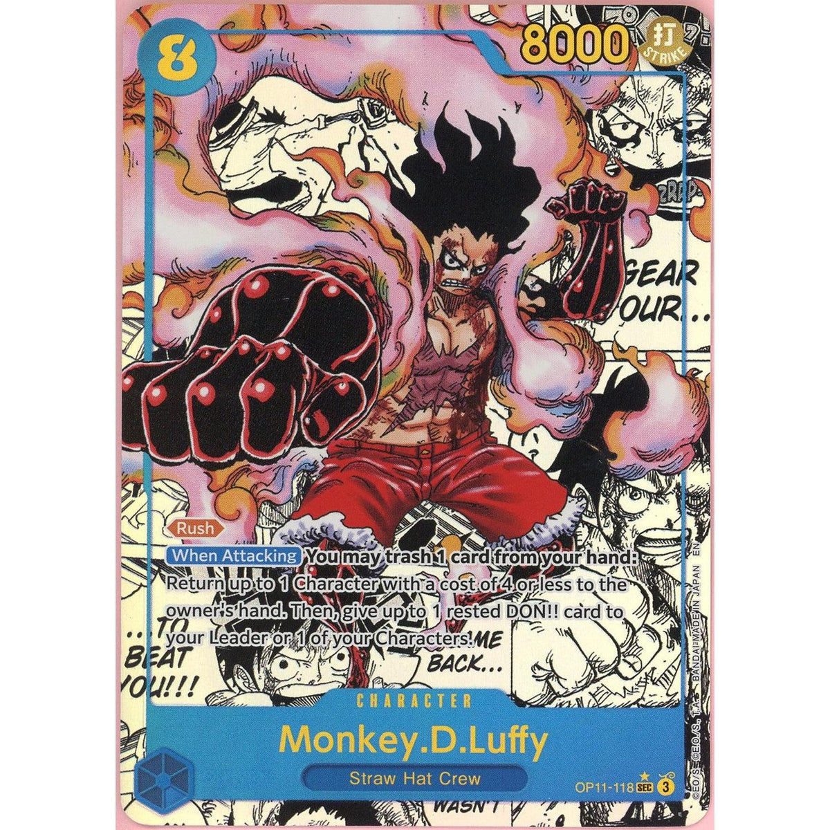 One Piece TCG One Piece Single: Monkey D. Luffy Alt Art Manga Op11-118 A Fist Of Divine Speed MP