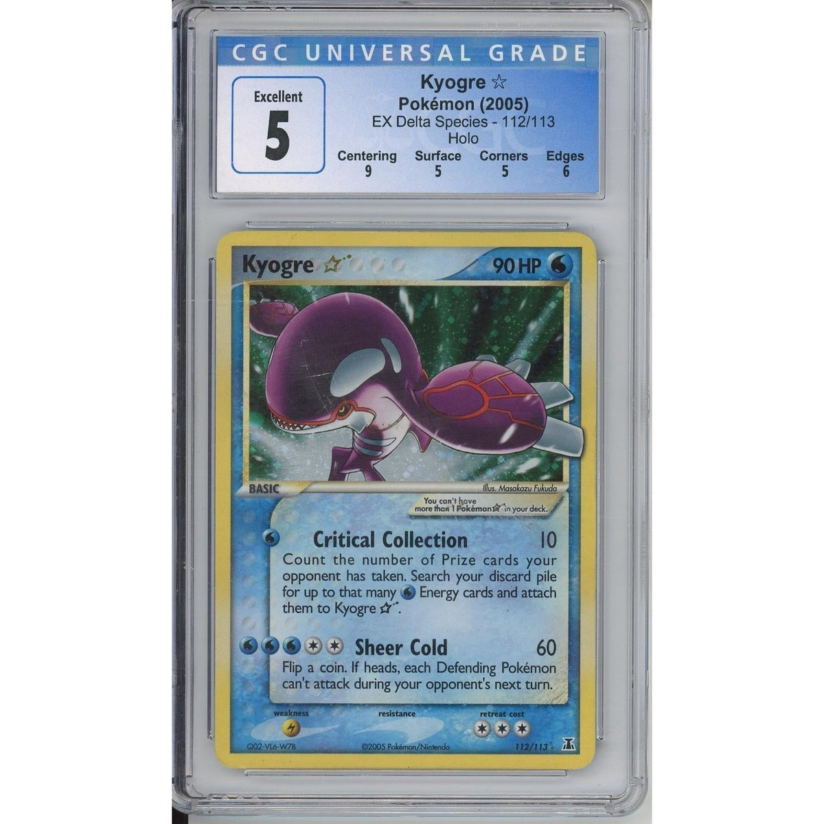 Pokémon Pokemon Graded: Kyogre Gold Star CGC 5