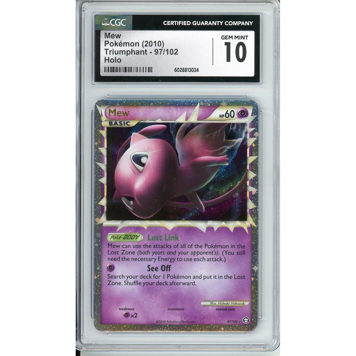 Pokémon Pokemon Graded: Mew 97/102 Triumphant (2010) Holo CGC 10