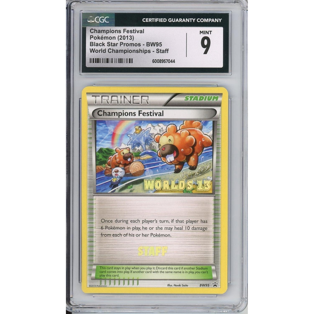 Pokémon Pokemon Graded: Champions Festival #Bw95 Black Star Staff Promo World Championships 2013 CGC 9