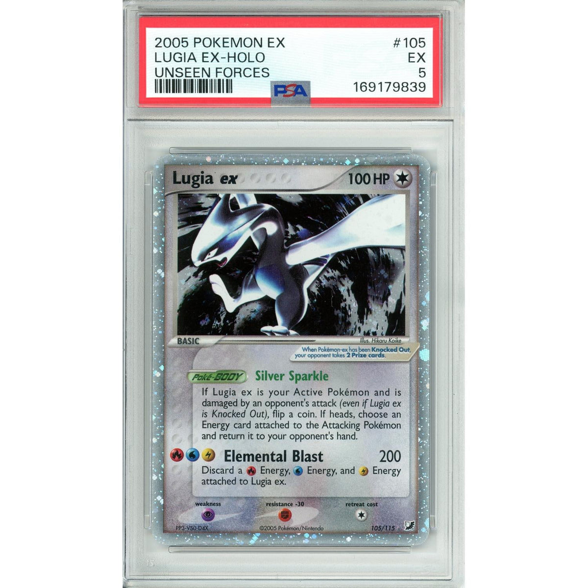 Pokémon Pokemon Graded: Lugia EX 105/115 Unseen Forces (2005) Holo PSA 5